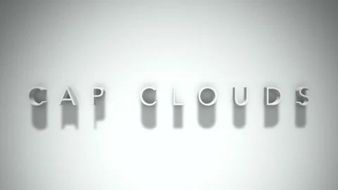 CAP CLOUDS 3D title animation with shadows on a white background Stock Footage 296799415