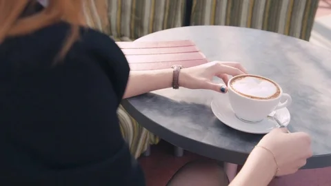 Cap of coffee at the cafe Stock Footage 71999869