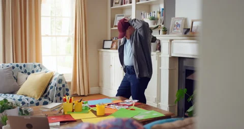 Cap, dancing and man with down syndrome in living room, practice performance and Stock Footage 335946751