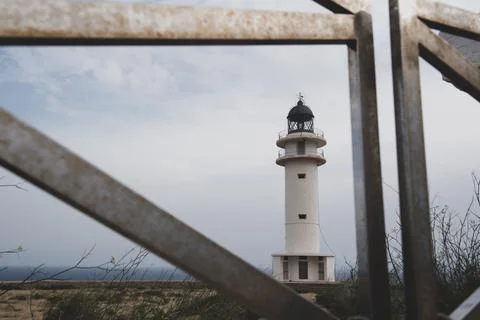 Cap de Barberia lighthouse on the Island of Formentera in Spain Stock Photos