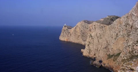 Cap de Formentor, Majorca, picturesque viewpoint of mountains near Balearic Stock Footage 78619310