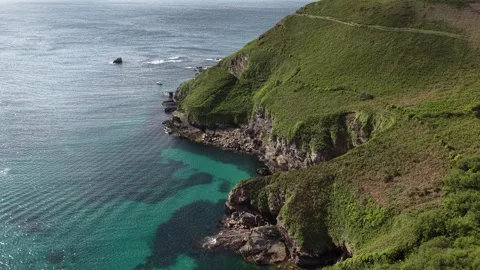 Cap de la Chèvre Cape of the Goat Crozon peninsula in Brittany, France aerial Stock Footage 337975923