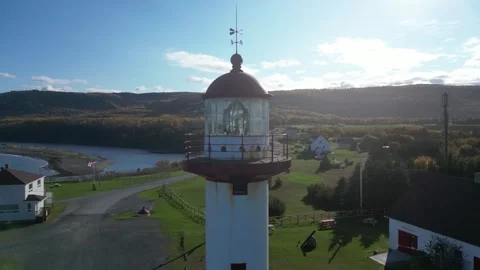 Cap-de-la-Madeleine lighthouse in Gaspesie Peninsula, Quebec, Canada Stock Footage 290222455