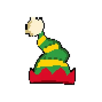 Cap elf santa hat pixel art vector illustration Stockillustratie