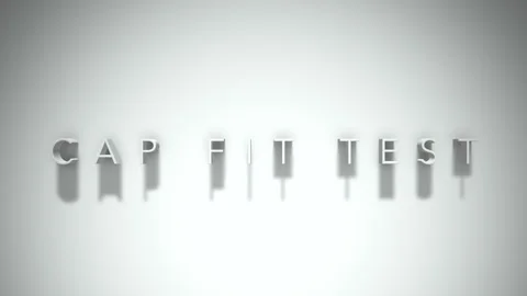 Cap fit test 3D title animation white text on a white background Stock Footage 299419347