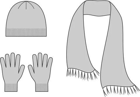 Cap, gloves, scarf. Stock Illustration