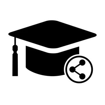 Cap, hat share symbol isolated on white background. Graduate education illust イラスト素材