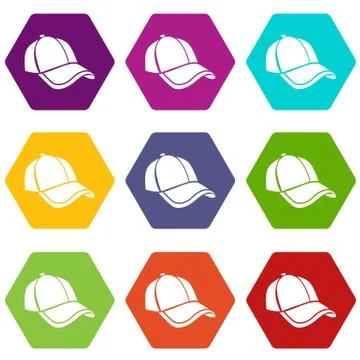 Cap icons set 9 vector Illustrazione stock