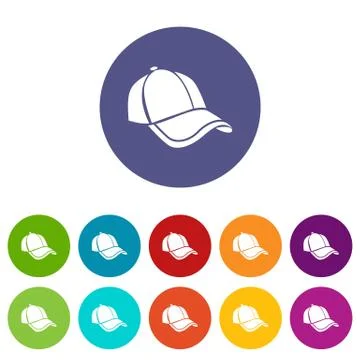 Cap icons set vector color Stock Illustration