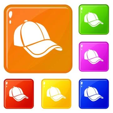 Cap icons set vector color Illustrazione stock