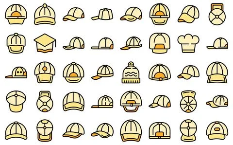Cap icons set vector color outline Illustrazione stock