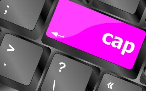 Cap key on computer keyboard keys button Stock Illustration