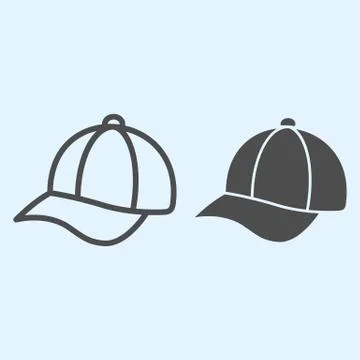 Cap line and solid icon. Baseball leathern hat. Sport vector design concept イラスト素材