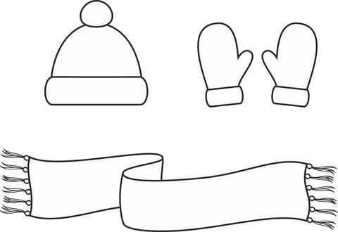 Cap, mittens, scarf. Stock Illustration