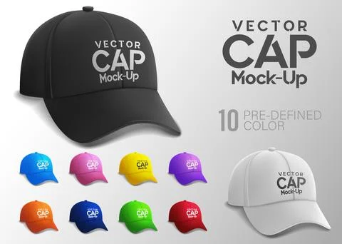 Cap Mock-Up In Side View With Predefined Color, Easy To Edit And Place Your.. Stock Illustration