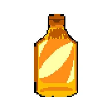 Cap mustard bottle pixel art vector illustration Stockillustratie