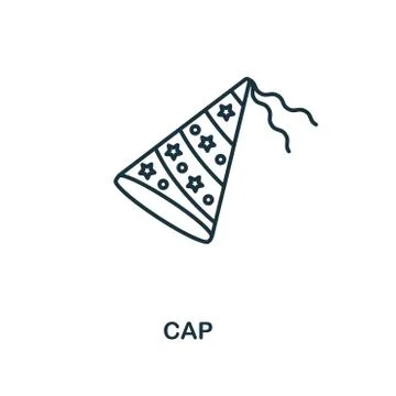 Cap outline icon. Simple element illustration. Cap icon symbol design from party Stock Illustration