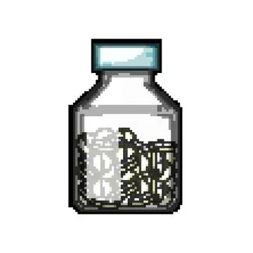 Cap pill bottle pixel art vector illustration Stock Illustration