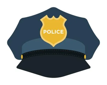 Cap of the policeman with a gold cockade vector icon flat isolated. Stock Illustration