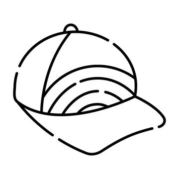 Cap with rainbow, line black vector illustration Stock Illustration