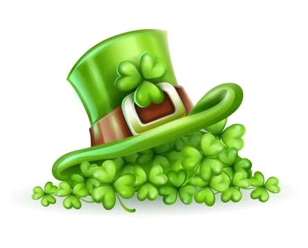 Cap of Saint Patrick in the clover 스톡 일러스트
