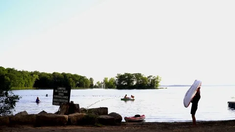 Cap St-Jacques Beach in The West Island Stock Footage