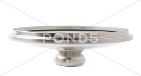Cap of stainless steel cooking pot pan isolated over white background Stock Photos