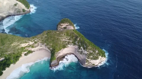 Cap T Rex beach, Nusa Penida from above Stock Footage 247715067