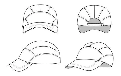 Cap template Cap vector illustration featured front, back, side, isolated ... Stock Photos