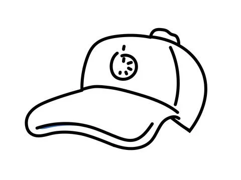 Cap vector black line drawing Stock Illustration