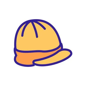 Cap with visor top view icon vector outline illustration Stock Illustration