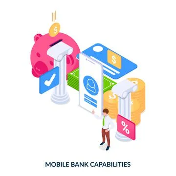 Capabilities of mobile bank.  Stock Illustration