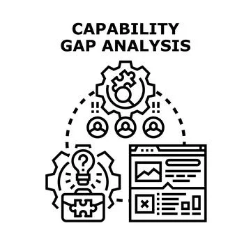 Capability gap analysis finding business improvement solutions Stock Illustration