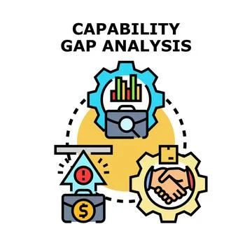 Capability gap analysis identifying business development opportunities Stock Illustration