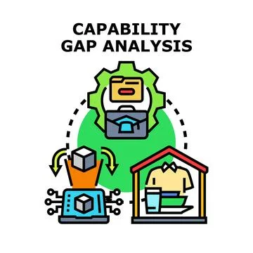 Capability gap analysis process identifying skill gaps Stock Illustration