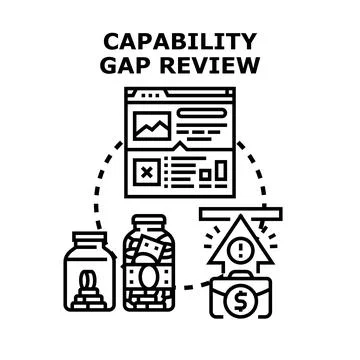 Capability gap review analyzing business financial performance Stock Illustration