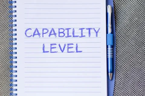 Capability level write on notebook Stock Photos
