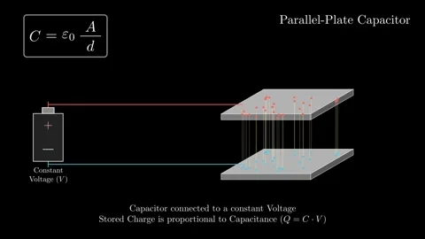 The capacitance of a parallel-plate capacitor Stock-Footage 337120794