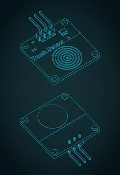 Capacitive touch sensor isometric blueprints Stock Illustration