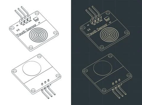 Capacitive touch sensor isometric drawings Stock Illustration