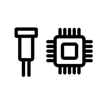 Capacitor and CPU icon set. Electronic component icons. Vector. Stock Illustration