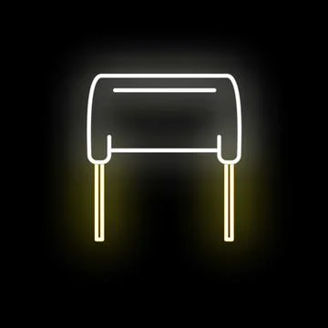 Capacitor component glowing with neon light on a dark background 库存插图