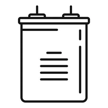 Capacitor component icon outline vector. Electric resistor Illustrazione stock