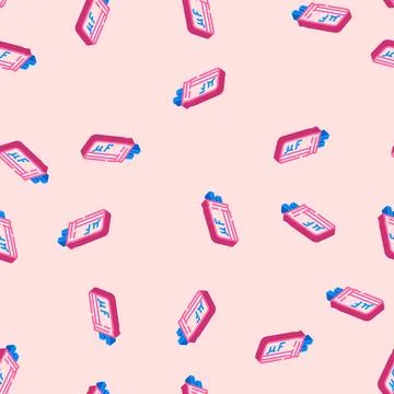 Capacitor electrical engineer isometric icon seamless pattern Stock Illustration