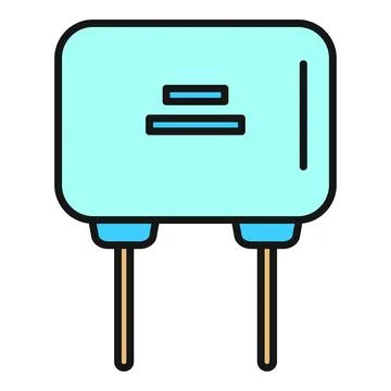 Capacitor electronic component flat icon vector illustration 库存插图