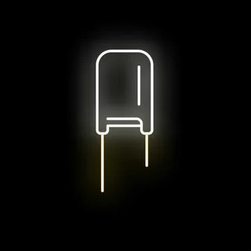 Capacitor electronic component glowing neon outline minimalism art Stock Illustration
