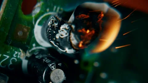 A capacitor explodes in a shower of spar... | Stock Video | Pond5