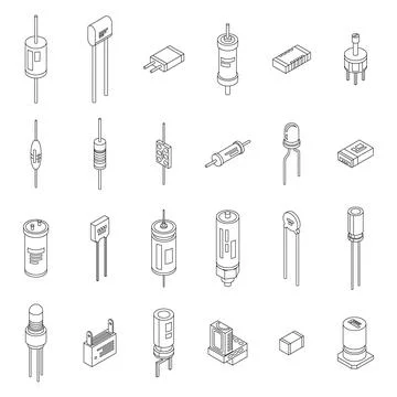 Capacitor icons set vector outline Stockillustratie
