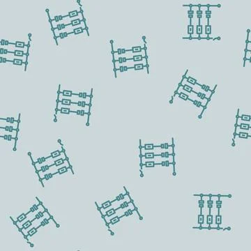 Capacitors resistors layout line vector seamless pattern Stockillustratie