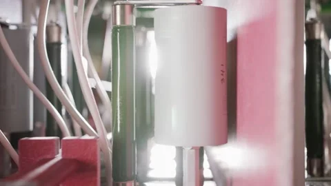 Capacitors, wires and electrical components in a Close up tracking shot. Stock Footage 218297927